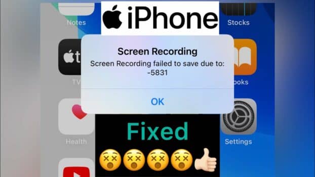 Screen Recording Failed To Save Due To 5831