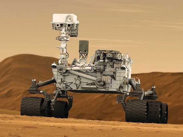Rover Curiosity Exploring Martian Surface